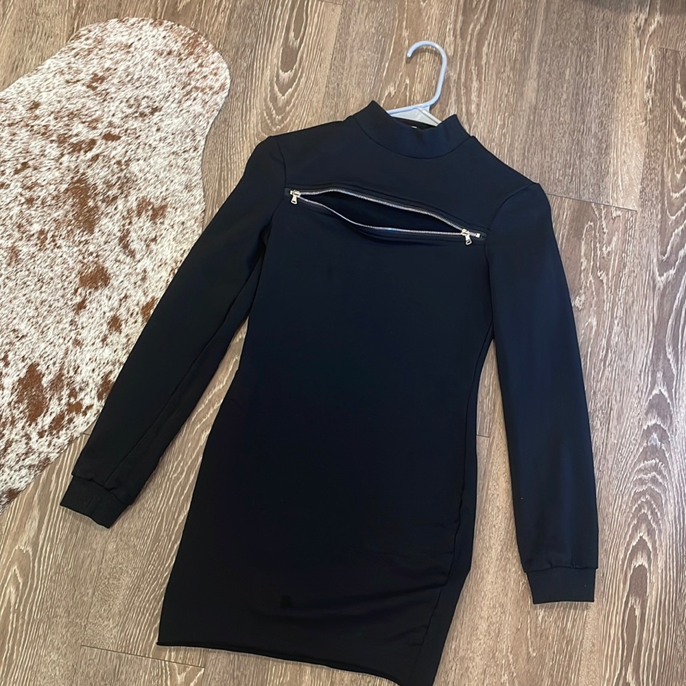 Front Zipper Sweater Dress